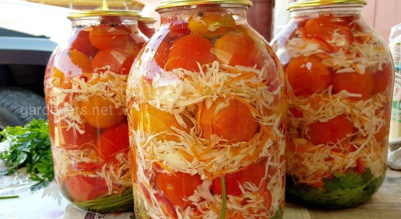 Рецепти консервації помідорів з капустою