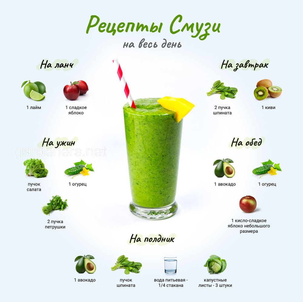Зеленые коктейли — 15 рецептов с фото пошагово